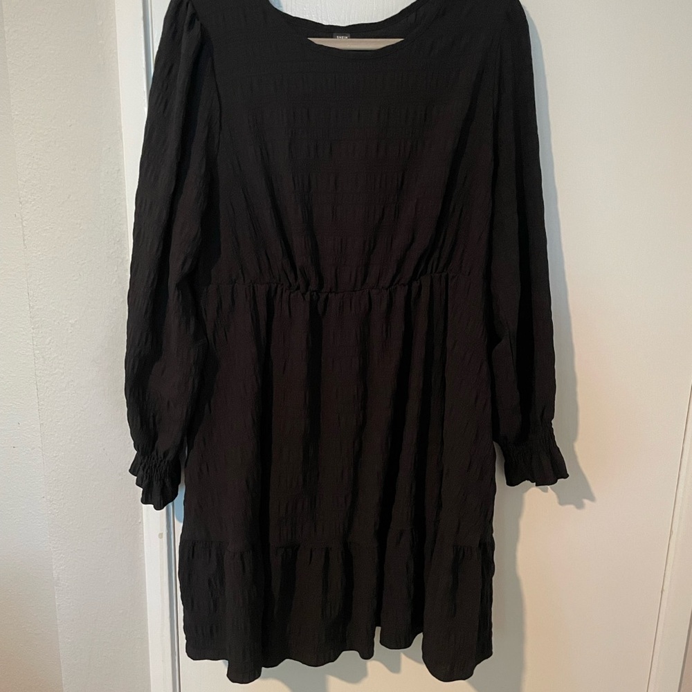 SHEIN Black Textured Long Sleeve Dress